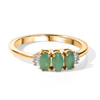 D'Joy - Emerald & Natural White Diamond Ring in Yellow Gold Plated Sterling Silver 0.73 Ct._8644263