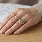 D'Joy - Emerald & Natural White Diamond Ring in Yellow Gold Plated Sterling Silver 0.73 Ct._8644263_2