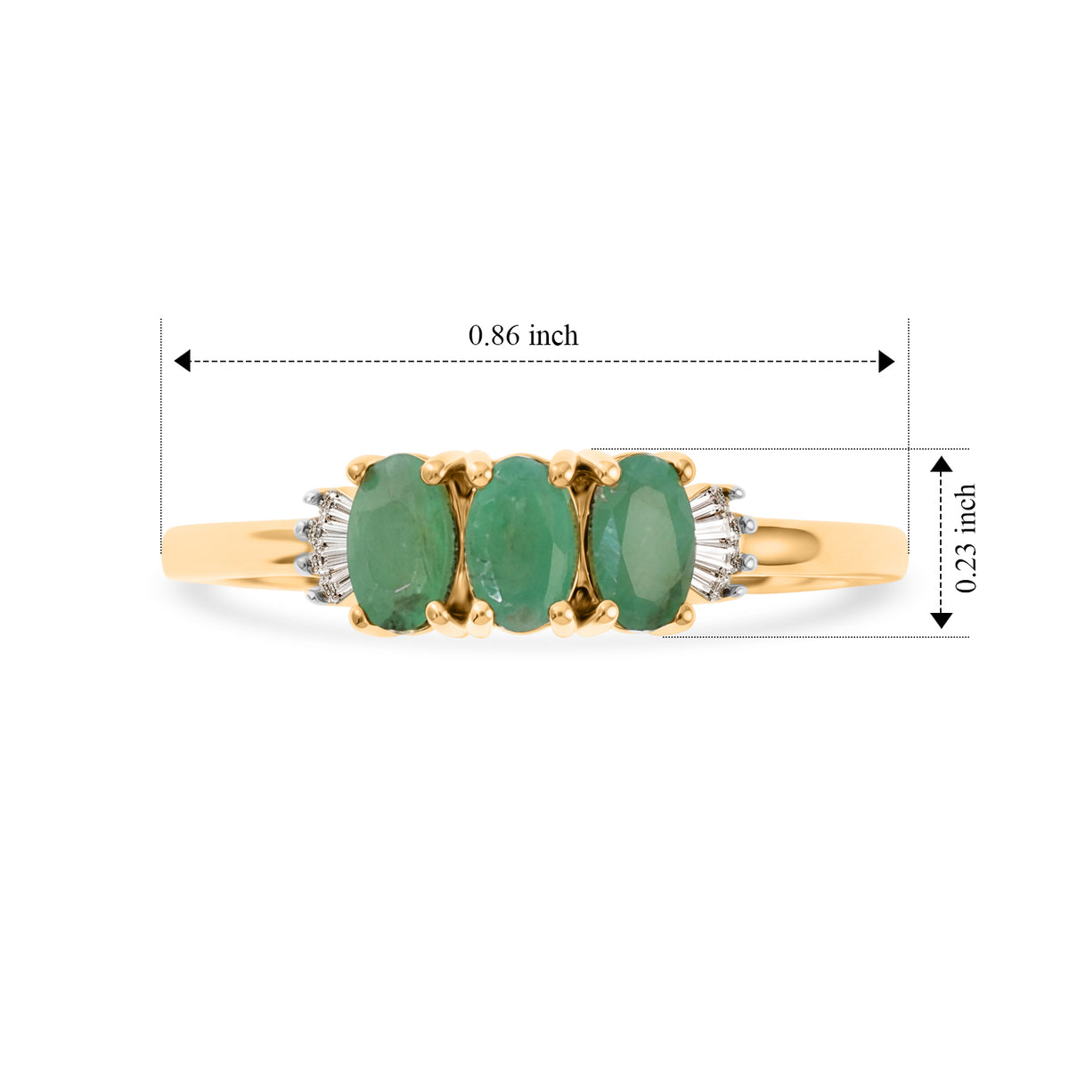 D'Joy - Emerald &amp; Natural White Diamond Ring in Yellow Gold Plated Sterling Silver 0.73 Ct. 8644263 6