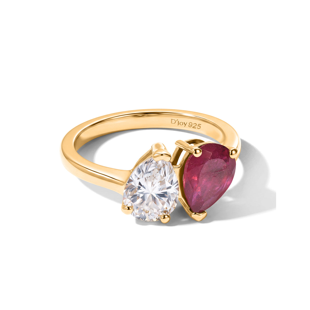D'Joy - Moissanite Toi-et-Moi Ring in Yellow Gold Plated Sterling Silver 2.75 Ct. V32519216 0