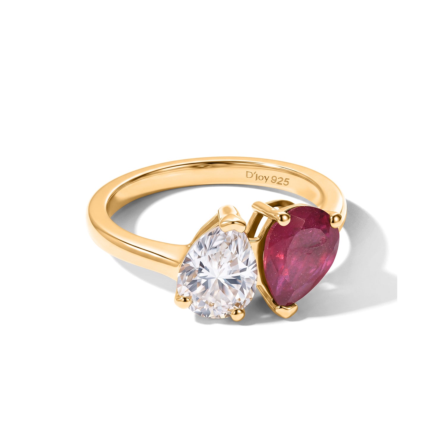D'Joy - Moissanite Toi-et-Moi Ring in Yellow Gold Plated Sterling Silver 2.75 Ct. V32519216 0