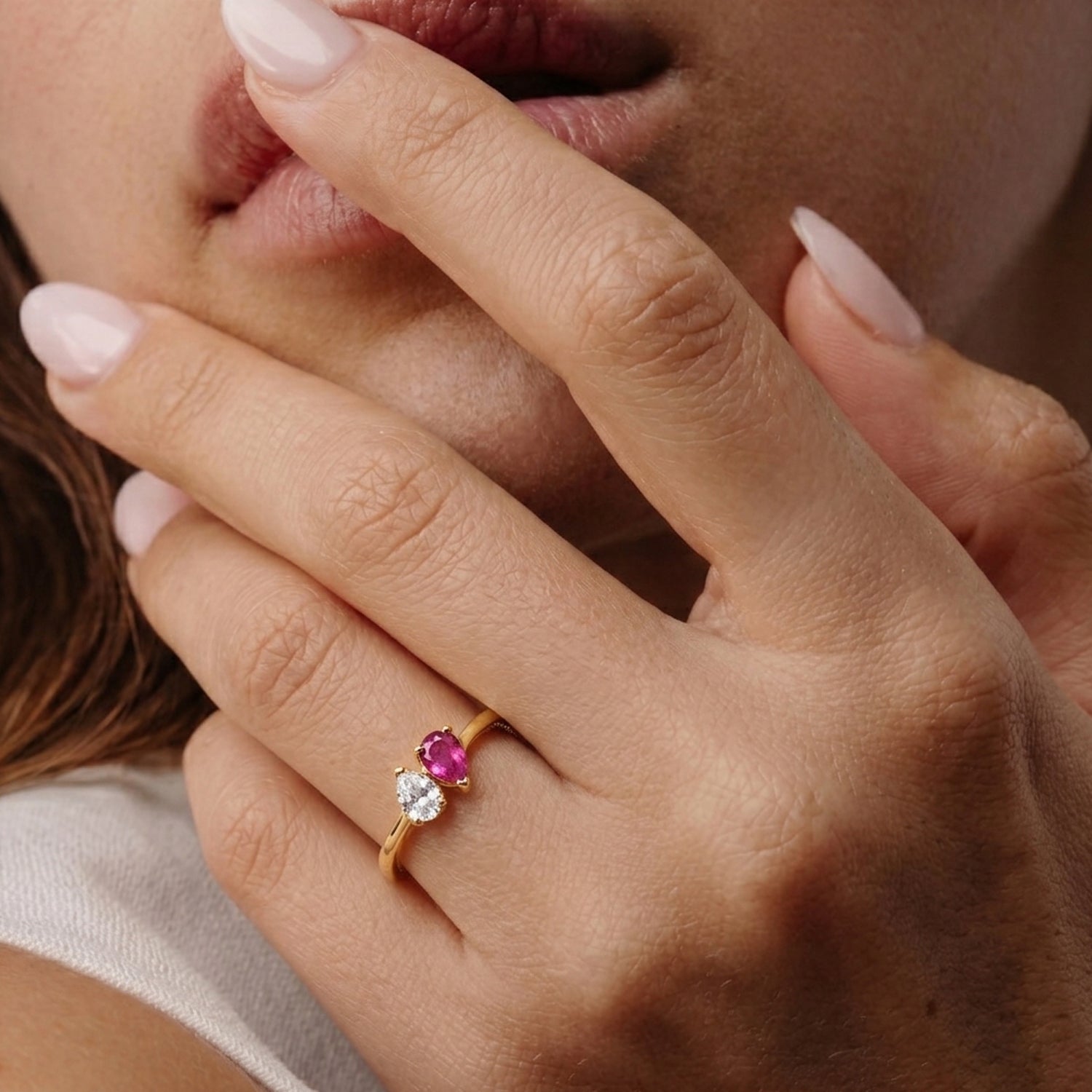 D'Joy - Moissanite Toi-et-Moi Ring in Yellow Gold Plated Sterling Silver 2.75 Ct. V32519216 4