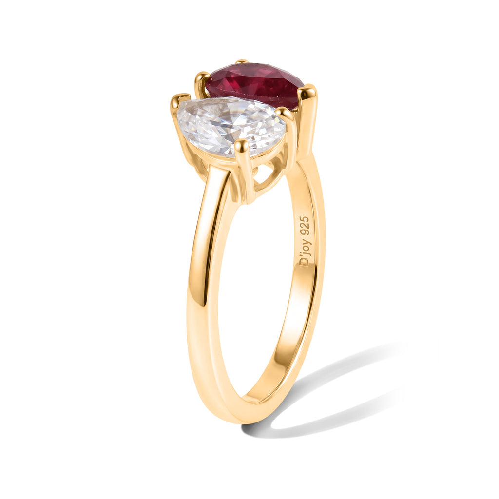 D'Joy - Moissanite Toi-et-Moi Ring in Yellow Gold Plated Sterling Silver 2.75 Ct._8645028_6