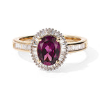 9K Yellow Gold AAA Radiant Ember Garnet & White Diamond Halo Ring 1.80 Ct._8645259