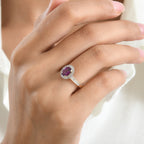 9K Yellow Gold AAA Radiant Ember Garnet & White Diamond Halo Ring 1.80 Ct._8645259_1