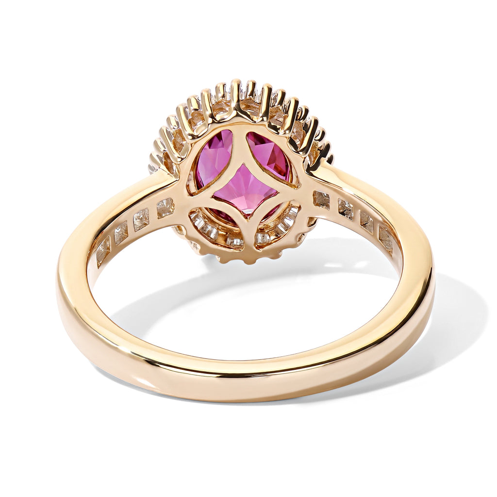 9K Yellow Gold AAA Radiant Ember Garnet & White Diamond Halo Ring 1.80 Ct._8645260_3