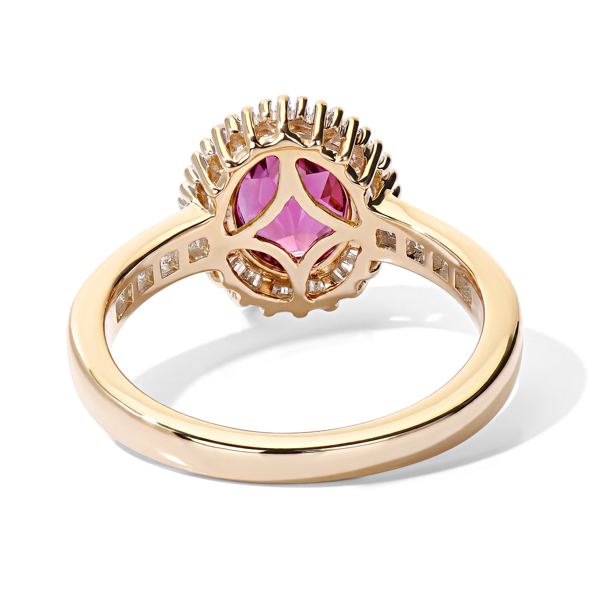 9K Yellow Gold AAA Radiant Ember Garnet &amp; White Diamond Halo Ring 1.80 Ct. 8645260 3