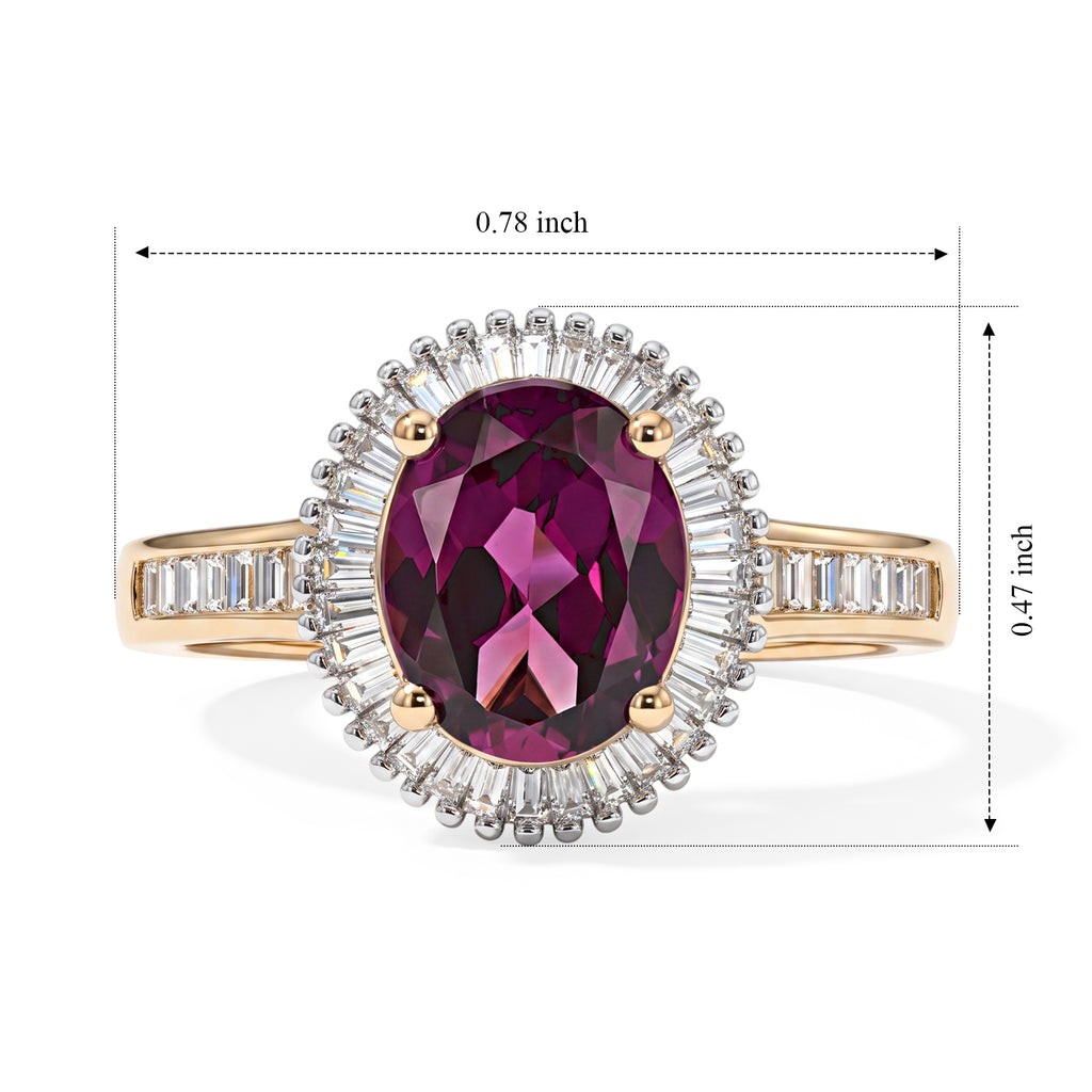 9K Yellow Gold AAA Radiant Ember Garnet & White Diamond Halo Ring 1.80 Ct._8645260_4