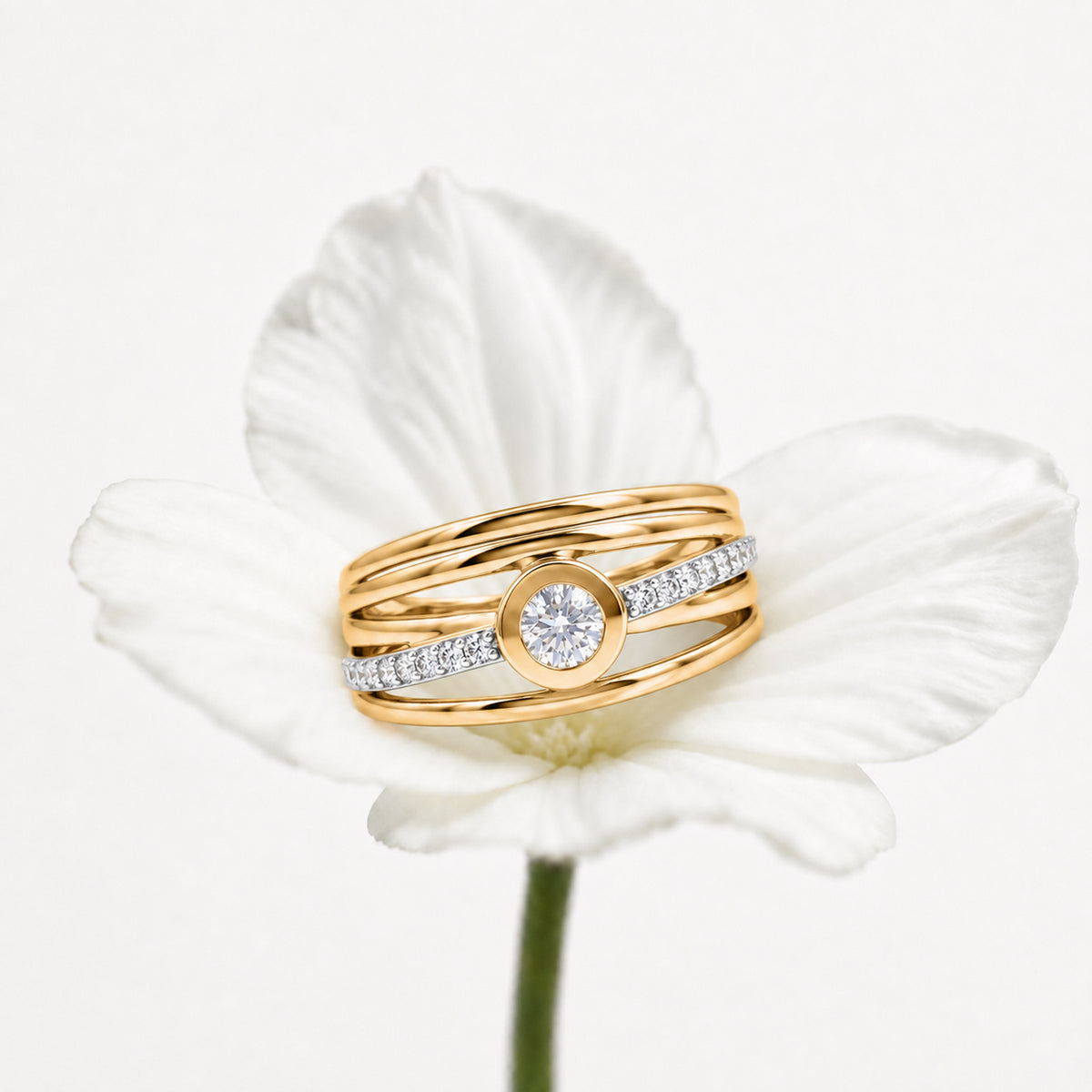 Luxuriant - Lab Grown Diamond (SI/G-H) Multi-Row Ring in 18K Vermeil Yellow Gold Plated Sterling Silver 0.50 Ct. 8645687 7