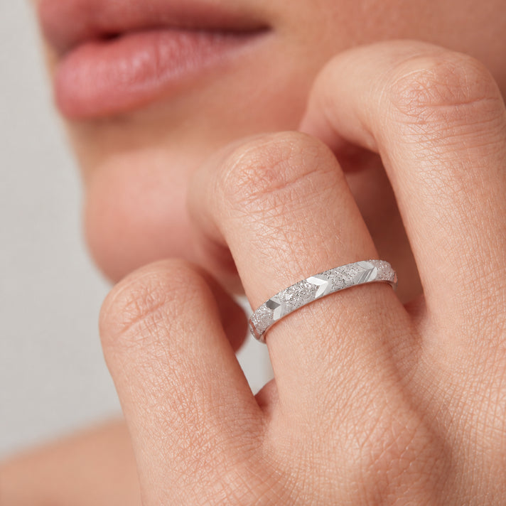 Close Out Deal - Diamond Cut Band Ring in Sterling Silver V32631691 2