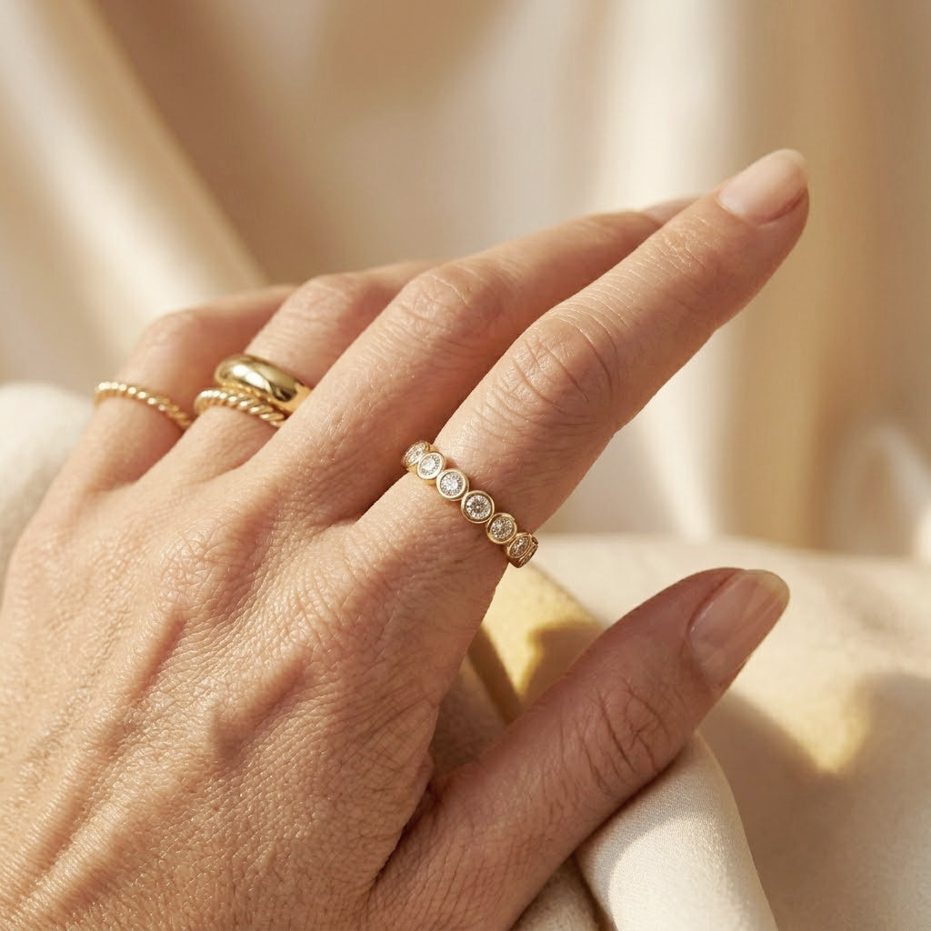 Luxuriant - Lab Grown Diamond (SI/G-H) Full Eternity Band Ring in 18K Vermeil Yellow Gold Plated Sterling Silver 0.25 Ct. 8645908 3