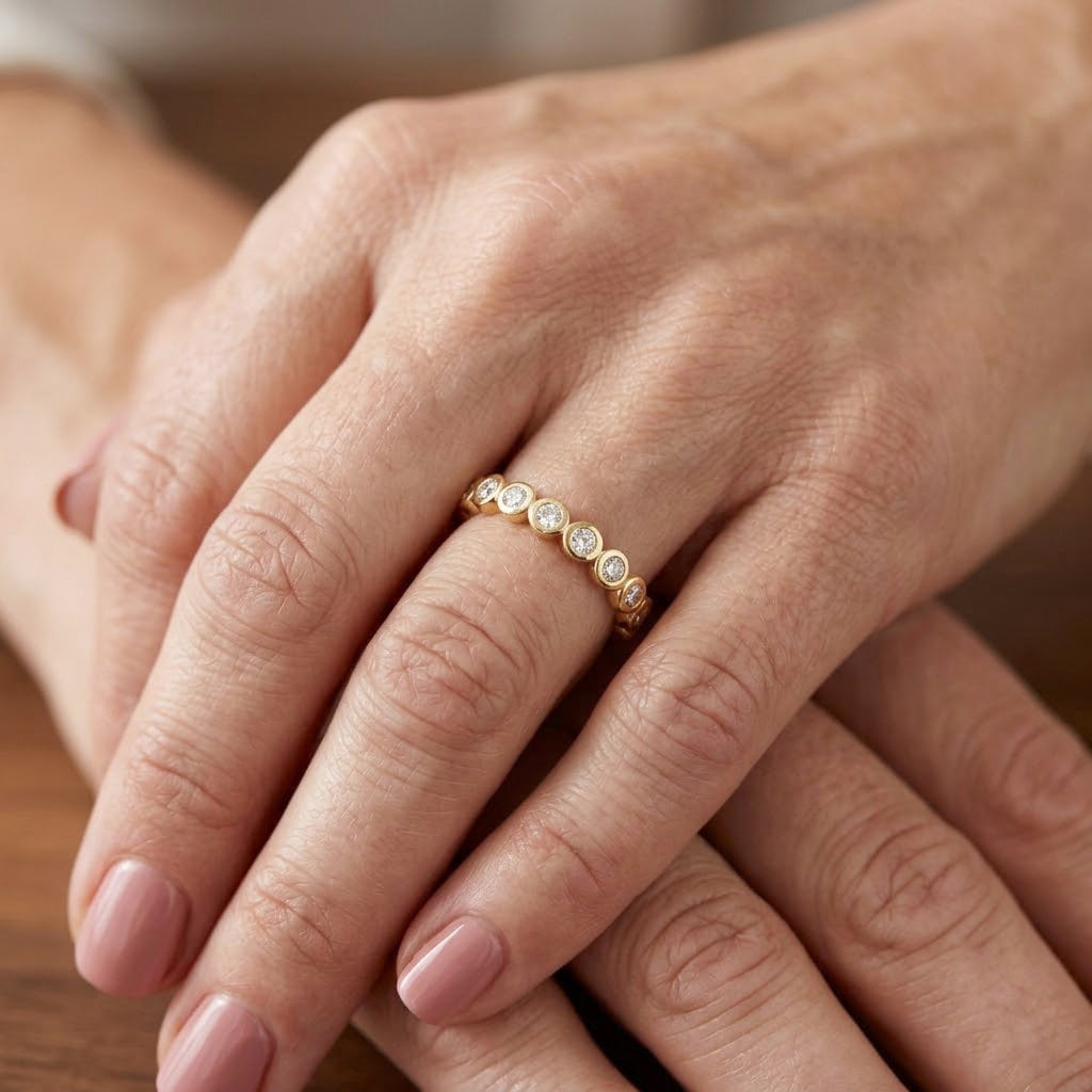 Luxuriant - Lab Grown Diamond (SI/G-H) Full Eternity Band Ring in 18K Vermeil Yellow Gold Plated Sterling Silver 0.25 Ct. V32687086 2