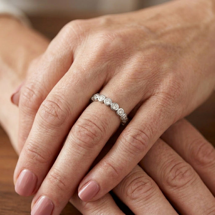 Luxuriant - Lab Grown Diamond (SI-G-H) Full Eternity Band Ring in Rhodium Overlay Sterling Silver 0.25  Ct. 8645937 2