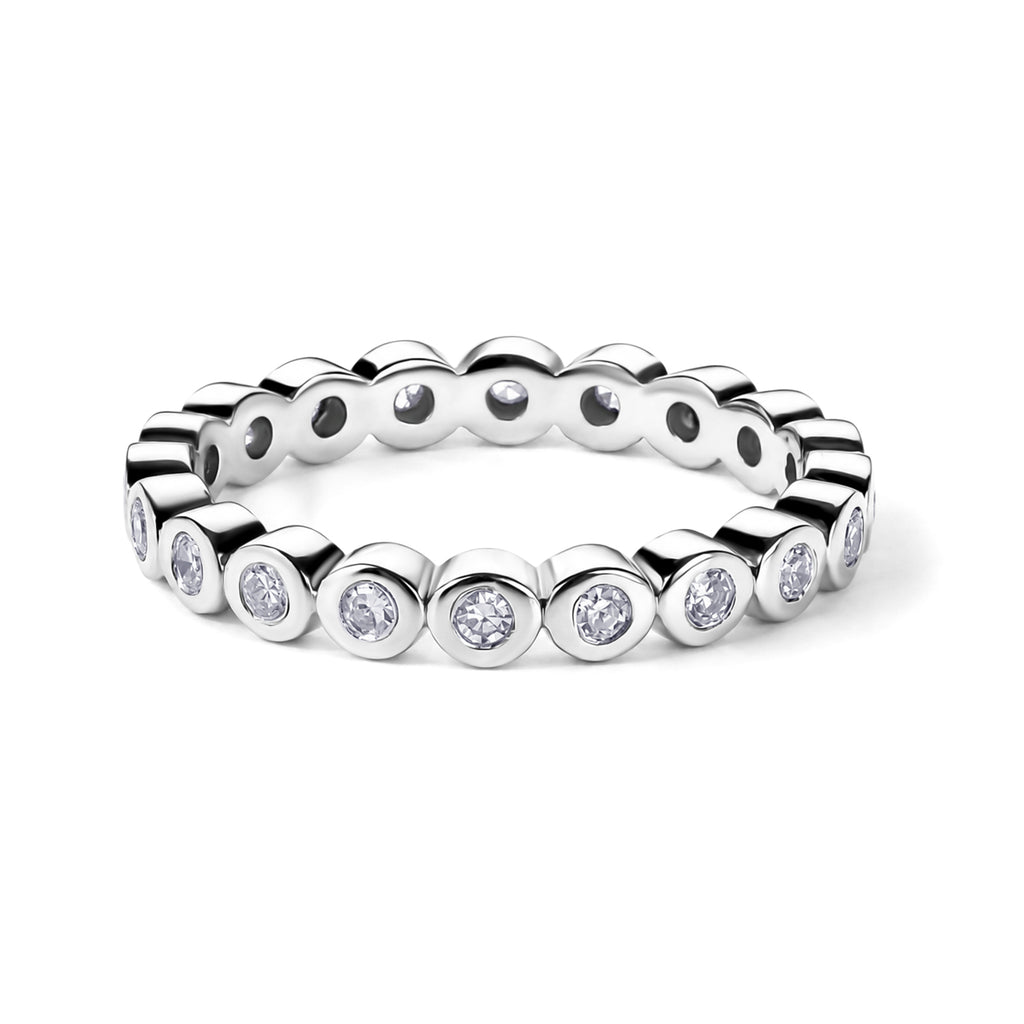 Luxuriant - Lab Grown Diamond (SI/G-H) Full Eternity Band Ring in Rhodium Overlay Sterling Silver 0.25  Ct._8645955