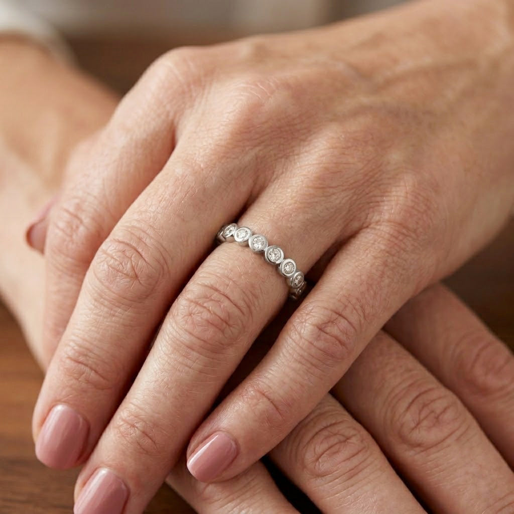 Luxuriant - Lab Grown Diamond (SI/G-H) Full Eternity Band Ring in Rhodium Overlay Sterling Silver 0.25  Ct. V32605426 2