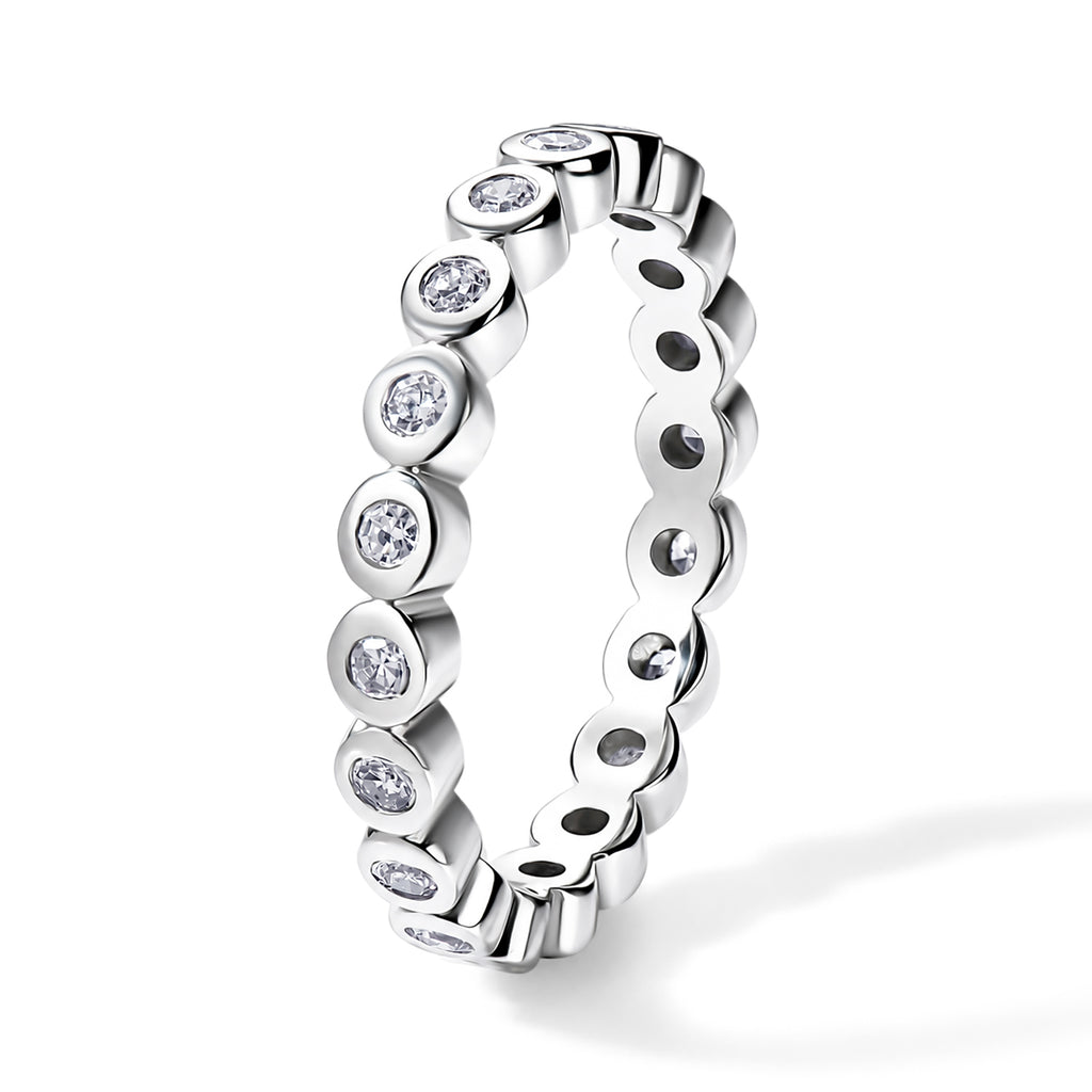 Luxuriant - Lab Grown Diamond (SI/G-H) Full Eternity Band Ring in Rhodium Overlay Sterling Silver 0.25  Ct._8645955_3