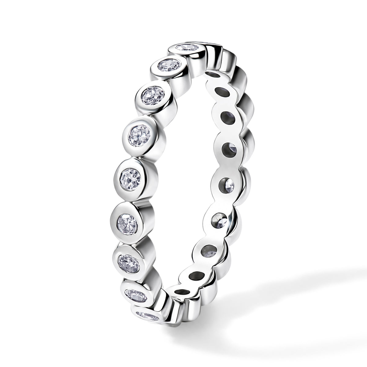 Luxuriant - Lab Grown Diamond (SI/G-H) Full Eternity Band Ring in Rhodium Overlay Sterling Silver 0.25  Ct. V32605426 4