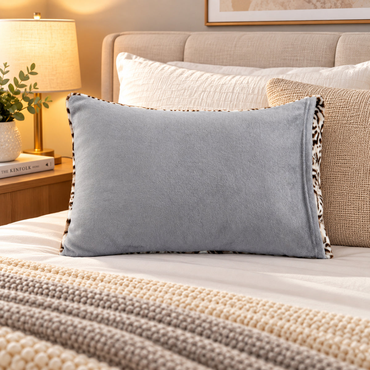 LIVMORE Patterned Pillow Case and Cover (Size 75x1 cm) - Grey 8646023 2