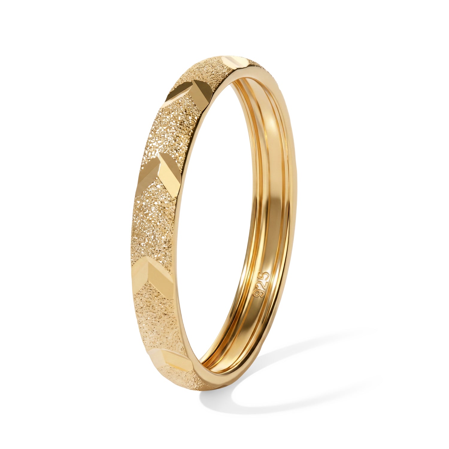 Yellow Gold Plated Sterling Silver Band Ring V32516672 3