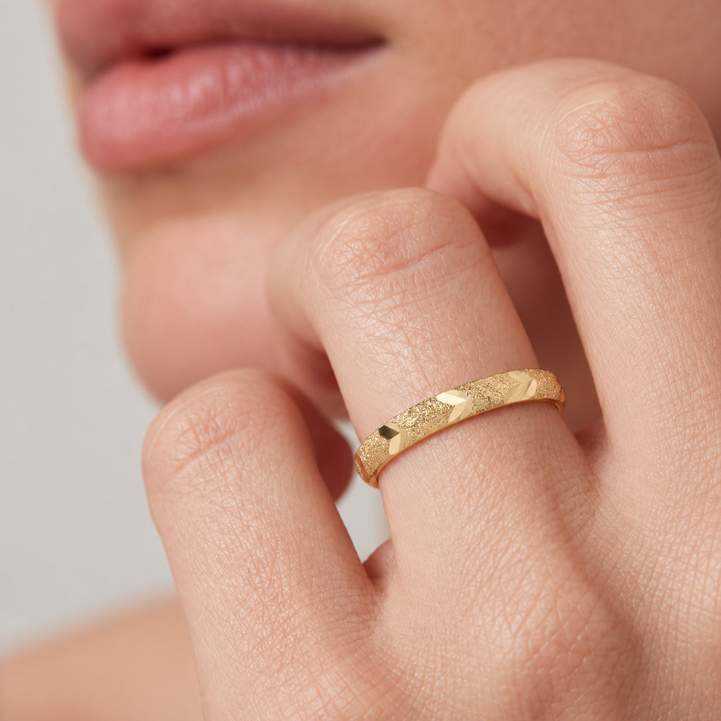 Diamond Cut Band Ring in Yellow Gold Plated Sterling Silver_8646039_1