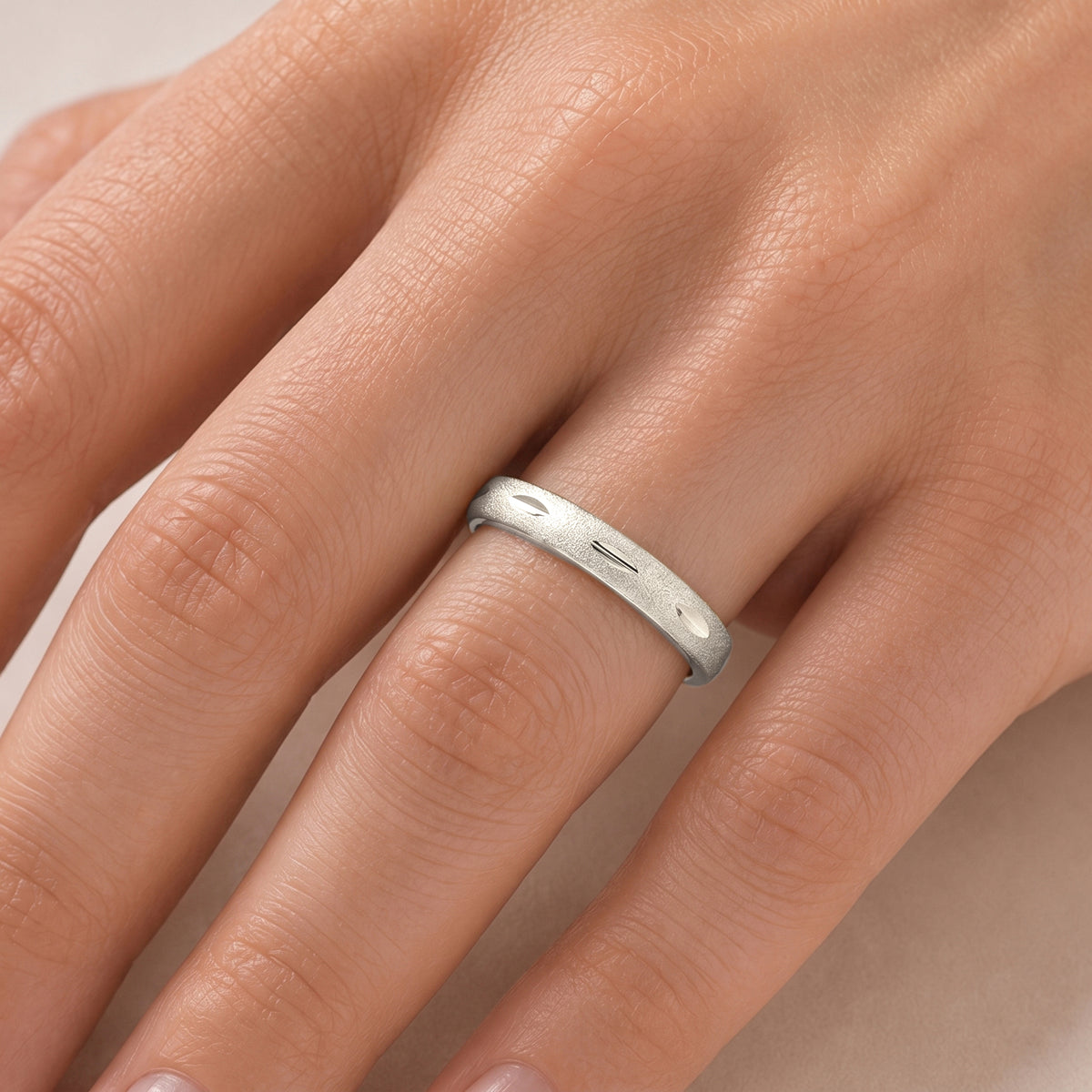 Sterling Silver Diamond Cut Band Ring V32516764 2