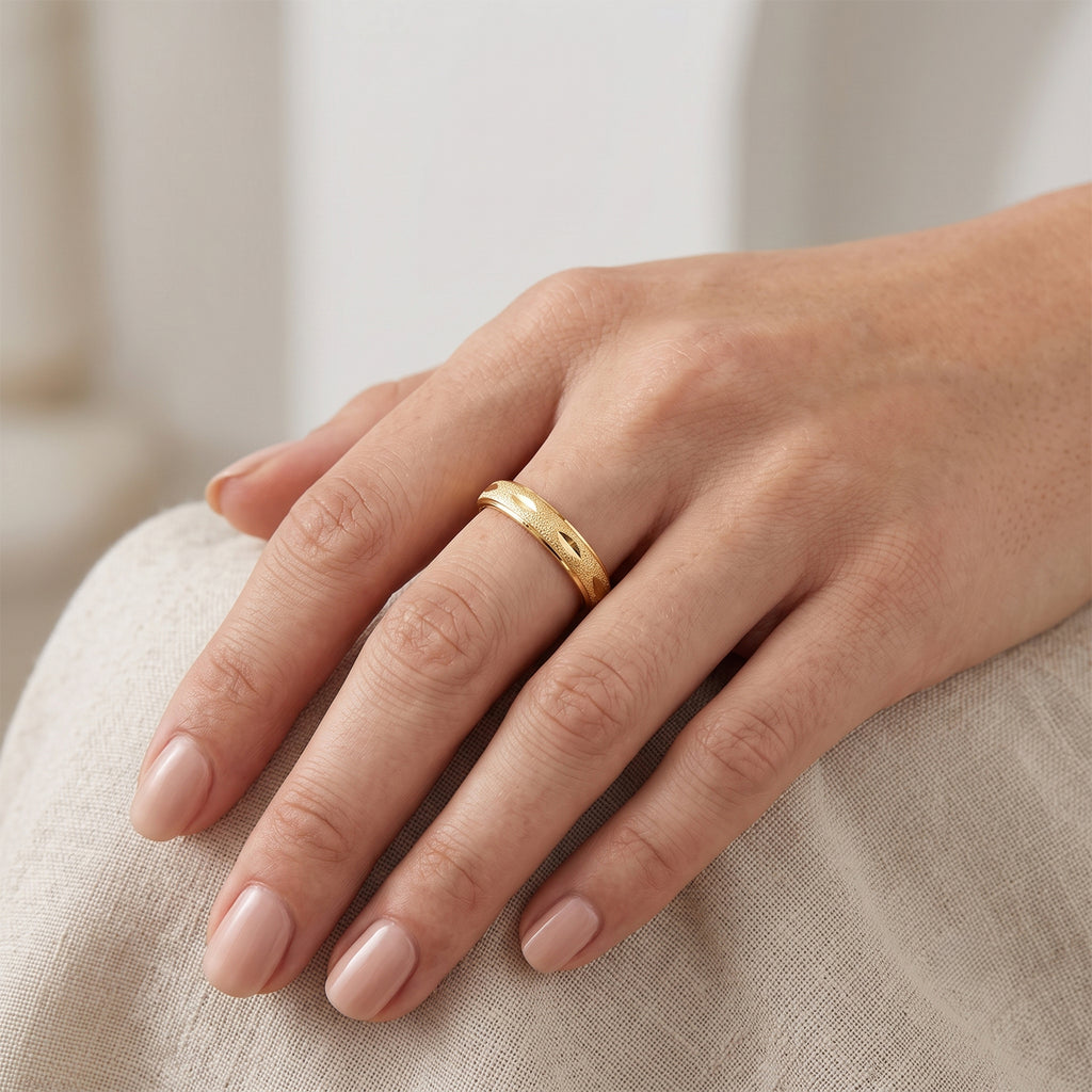 Yellow Gold Plated Sterling Silver Diamond Cut Band Ring_8646080_1
