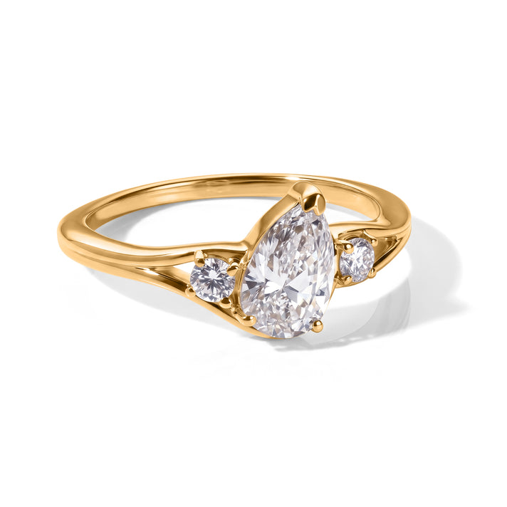 Lucy Q - SGL Certified Lab Grown Diamond (SI-G-H) Trilogy Ring in 18K Vermeil Yellow Gold Plated Sterling Silver 1.30 Ct. 8646086 1