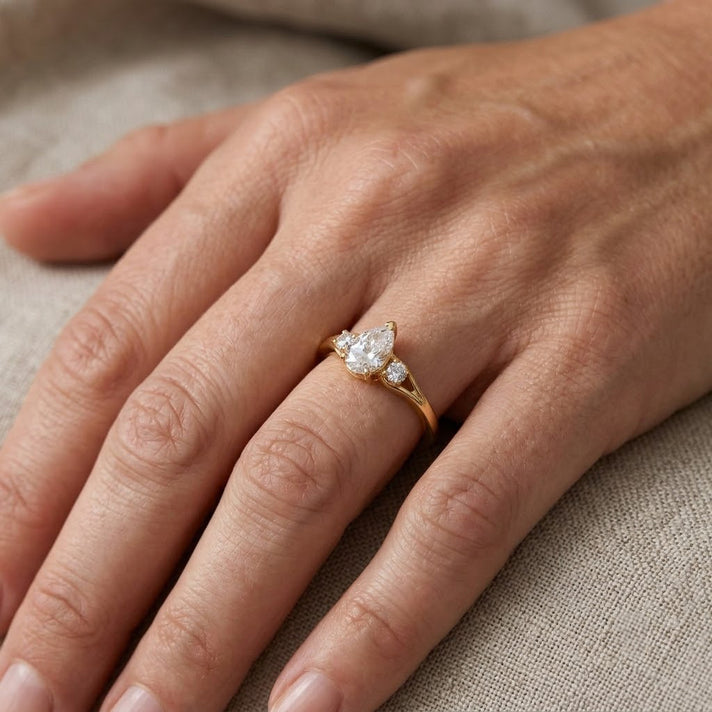 Lucy Q - SGL Certified Lab Grown Diamond (SI-G-H) Trilogy Ring in 18K Vermeil Yellow Gold Plated Sterling Silver 1.30 Ct. 8646086 2