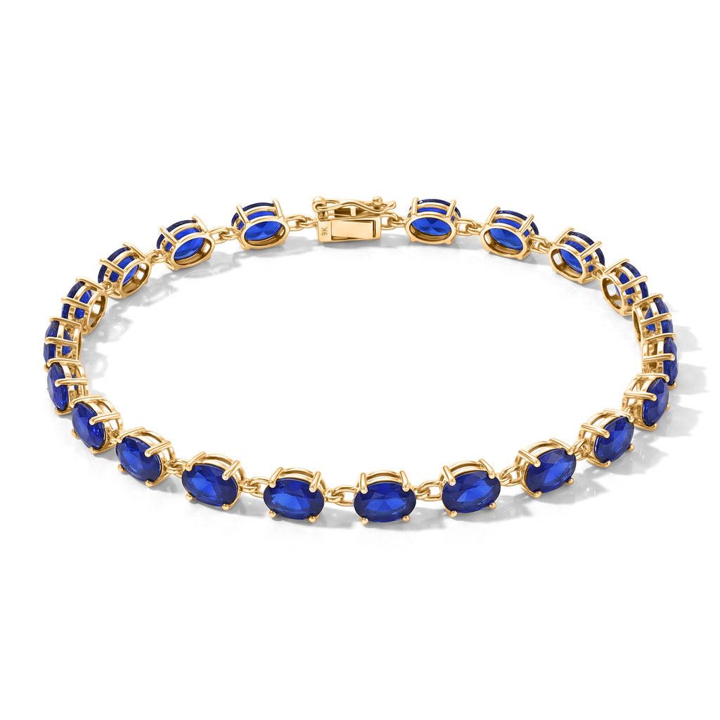 9K Yellow Gold AAA Tanzanian Blue Spinel Tennis Bracelet (Size - 7.5) 11.63 Ct, Gold Wt. 3.08 Gms_8646191