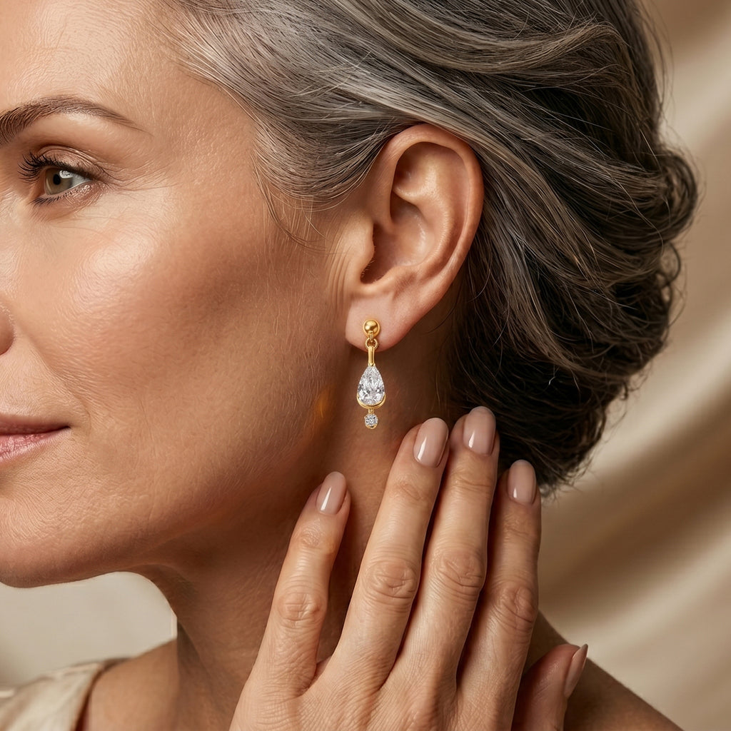 Lucy Q - SGL Certified Lab Grown Diamond (SI/G-H) Dangle Earring with Push Post in 18K Vermeil Yellow Gold Plated Sterling Silver 1.10 Ct._8646223_1