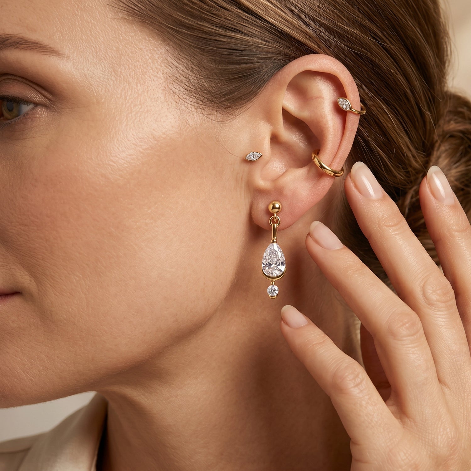 Lucy Q - SGL Certified Lab Grown Diamond (SI-G-H) Dangle Earring with Push Post in 18K Vermeil Yellow Gold Plated Sterling Silver 1.10 Ct. 8646223 2