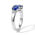 D'Joy - Tanzanian Blue Spinel & Natural White Diamond Ring in Rhodium Overlay Sterling Silver 1.60 Ct._8646350_3