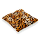 LIVMORE Set of 2 - Faux Fur Leopard Print Square Chair Seat Cushions (40x40cm) - Brown_8646354_2