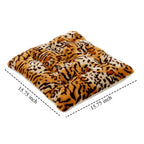 LIVMORE Set of 2 - Faux Fur Leopard Print Square Chair Seat Cushions (40x40cm) - Brown_8646354_6