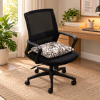 LIVMORE Set of 2 - Faux Fur Leopard Print Square Chair Seat Cushions (40x40cm) - Grey_8646355_1