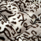 LIVMORE Set of 2 - Faux Fur Leopard Print Square Chair Seat Cushions (40x40cm) - Grey_8646355_4