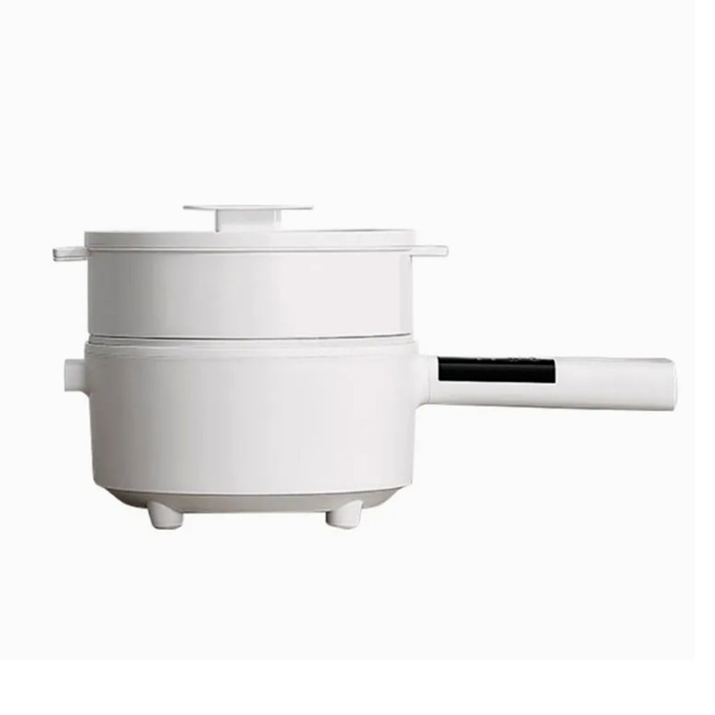 Electric Non Stick Pot with Steamer for Boiling, Cooking, Frying (1.8L) - White_8646524