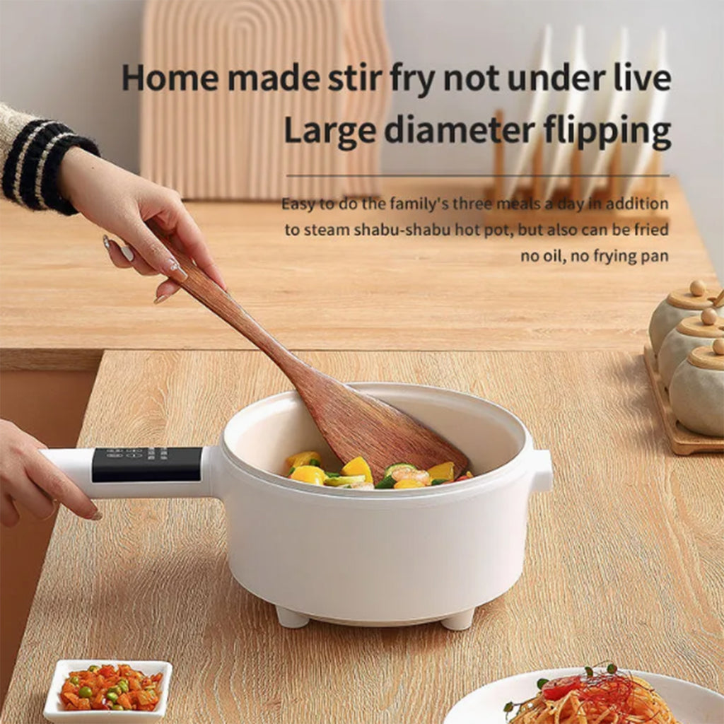 Electric Non Stick Pot with Steamer for Boiling, Cooking, Frying (1.8L) - White_8646524_2