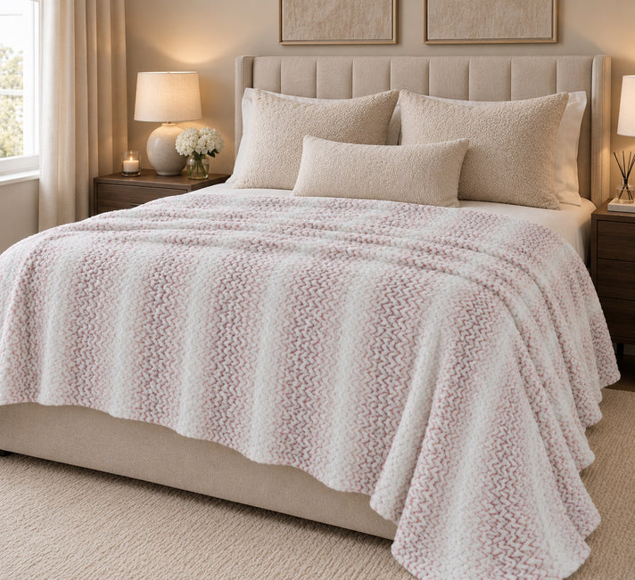 LIVMORE Single Layer Cationic Fleece Throw Blanket (150 x 200cm) - Navy 8646828 1