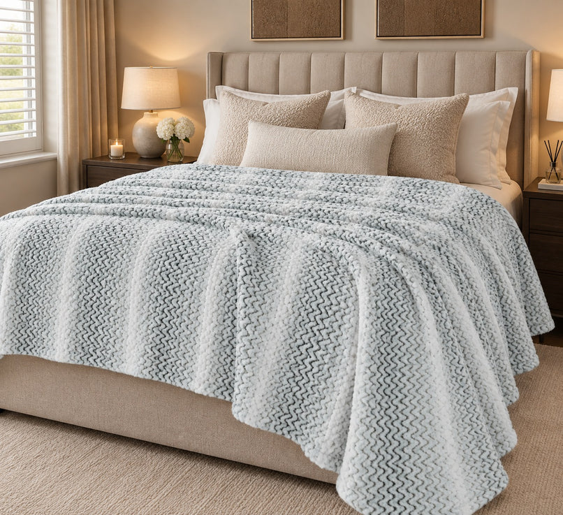 LIVMORE Patterned Blanket (Size 200x1 cm) - Green_8646829