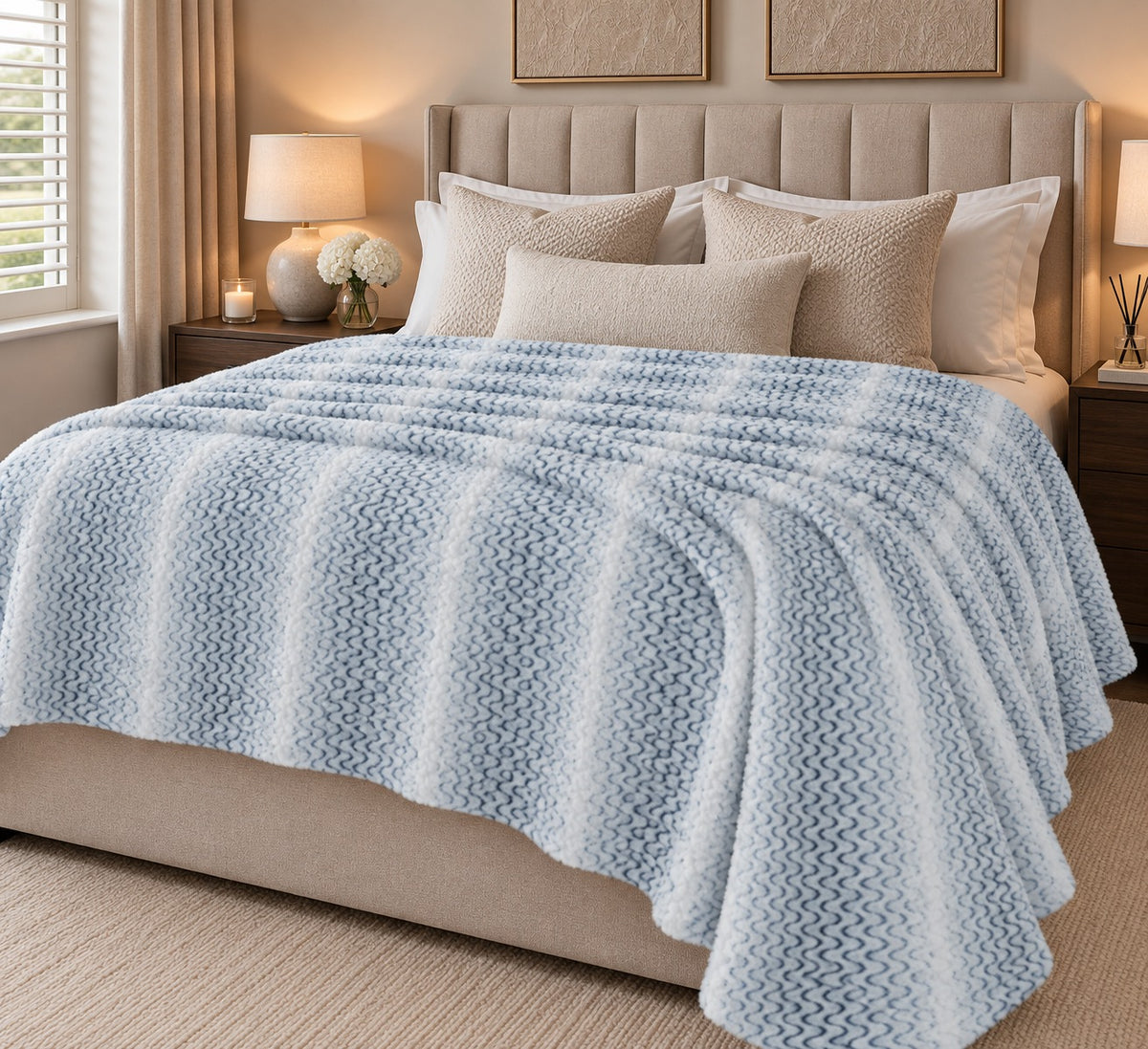 Livmore Super Soft Ombre Design Blanket (150x200cm) 250gsm - Navy V32668807 0