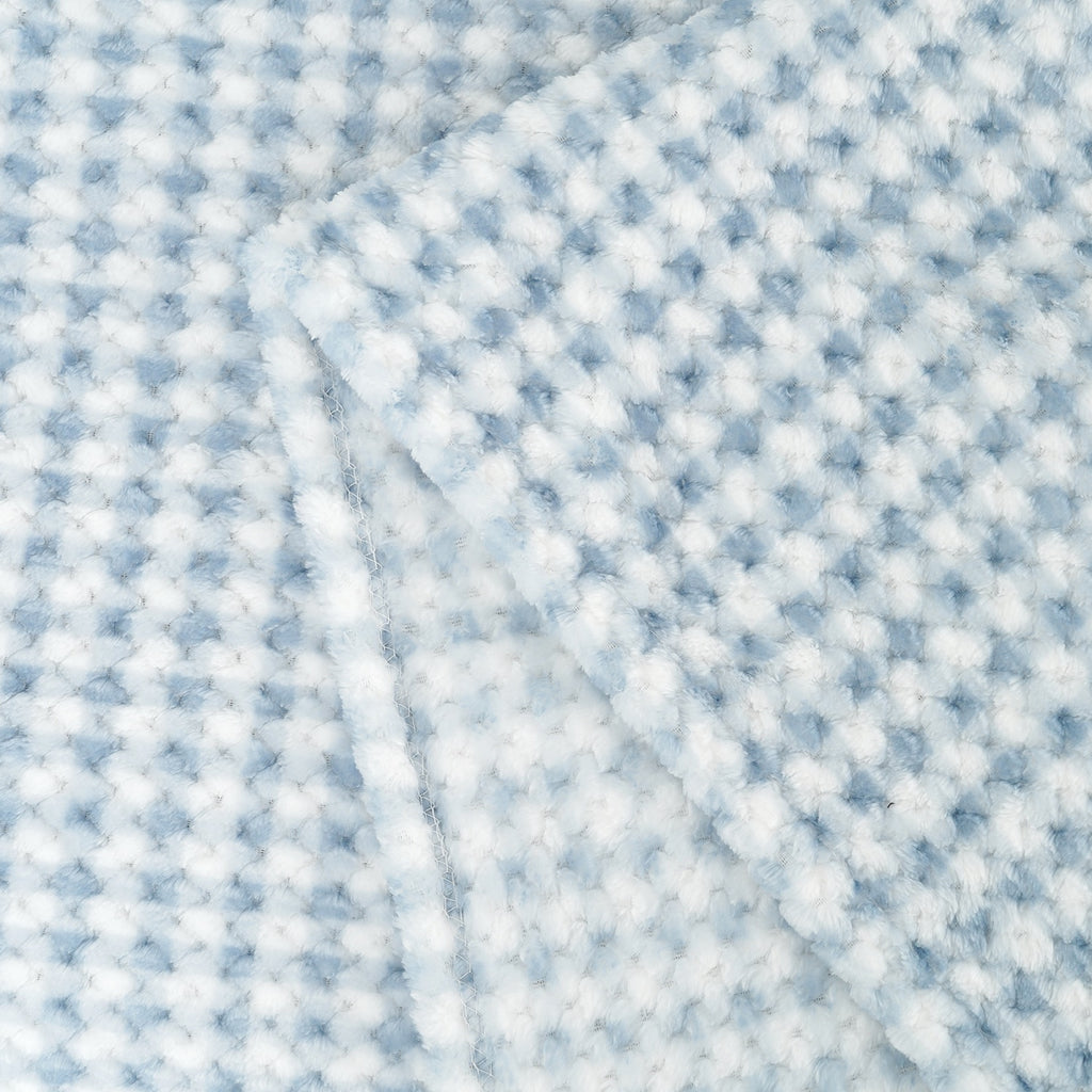 LIVMORE Luxury Waffle Texture Single Layer Check Jacquard Blanket Throw (200 x 150 cm) - Blue_8646849_2