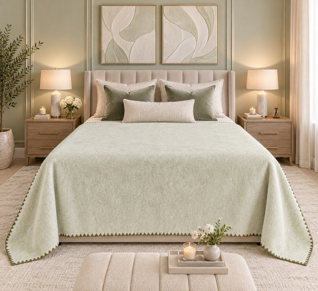 LIVMORE Patterned Blanket (Size 200x1 cm) - Green_8646857