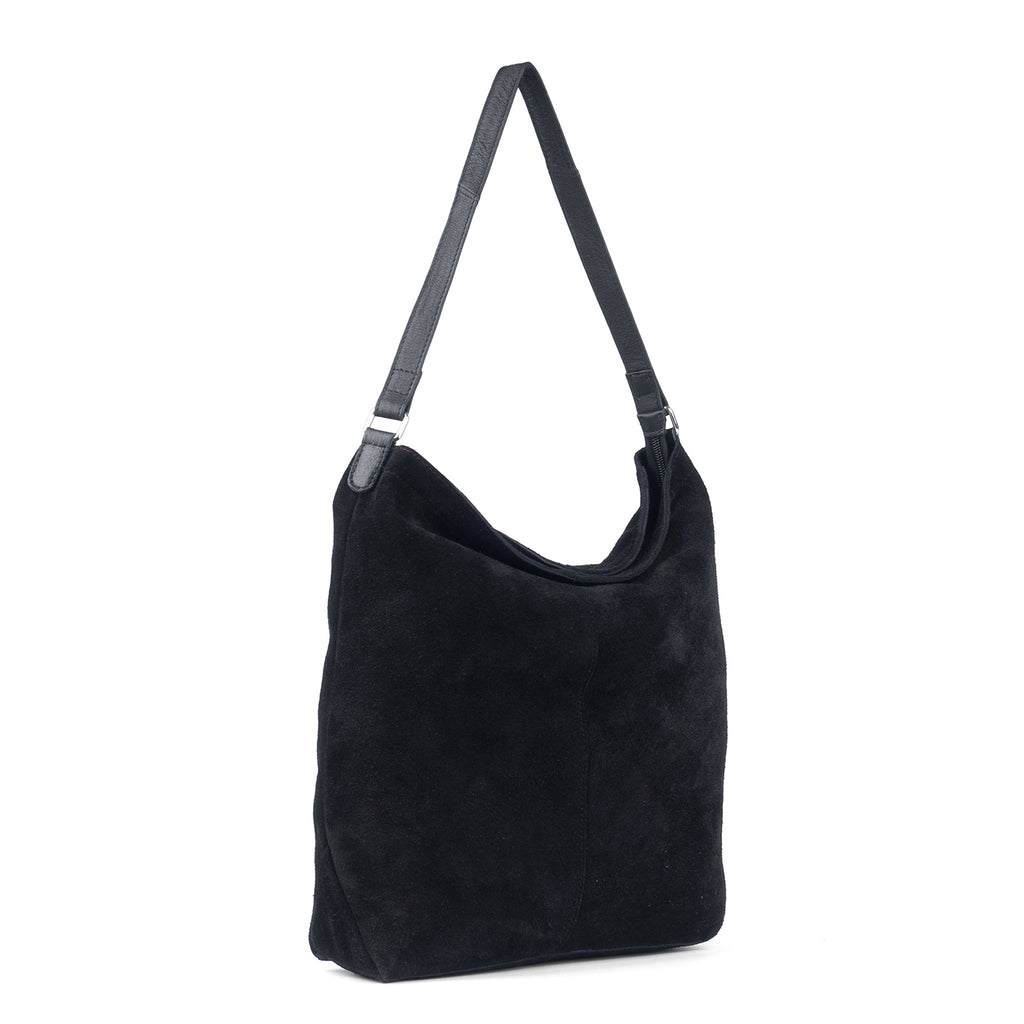 Assots London Tina Suede Slouchy Shoulder Bag - Black_8646872_1