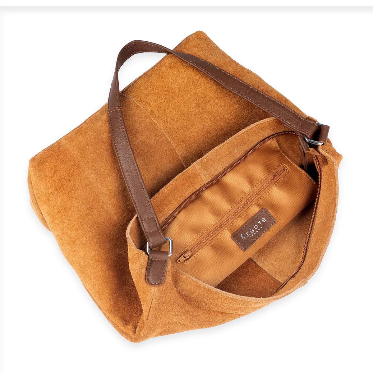 Assots London Tina Suede Slouchy Shoulder Bag - Tan V32517989 2
