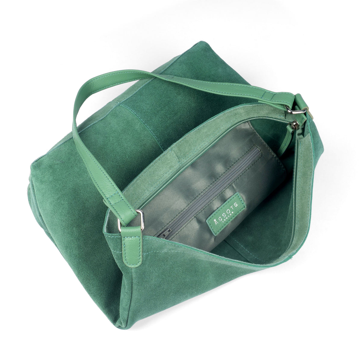Assots London Tina Suede Slouchy Shoulder Bag - Green V32517993 2