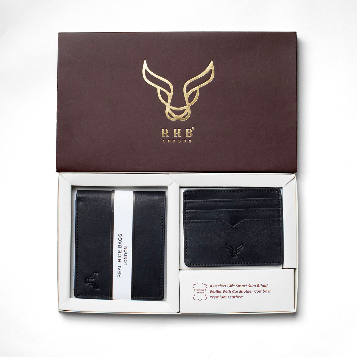 Prestige Genuine Leather Wallet and Card Holder Combo Gift Set With RFID Blocking Technology - Black V32529221 0