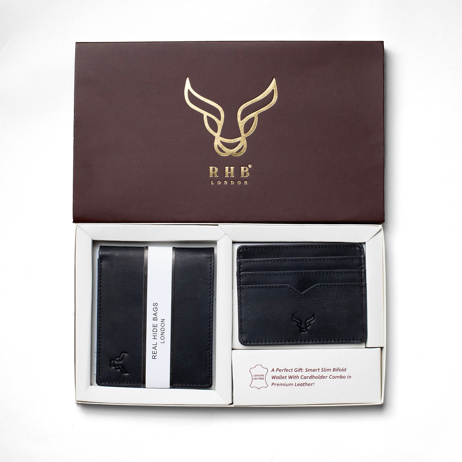 Prestige Genuine Leather Wallet and Card Holder Combo Gift Set With RFID Blocking Technology - Black V32529221 0