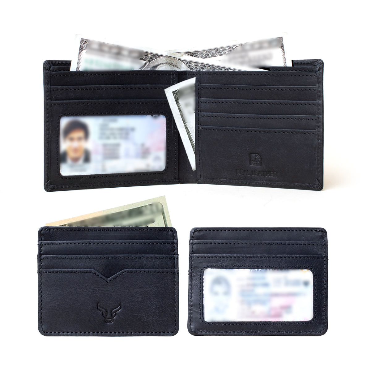 Prestige Genuine Leather Wallet and Card Holder Combo Gift Set With RFID Blocking Technology - Black V32529221 2