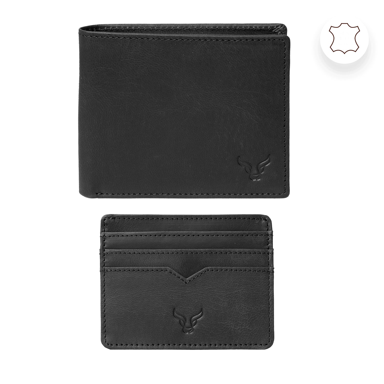 Prestige Genuine Leather Wallet and Card Holder Combo Gift Set With RFID Blocking Technology - Black V32529221 3